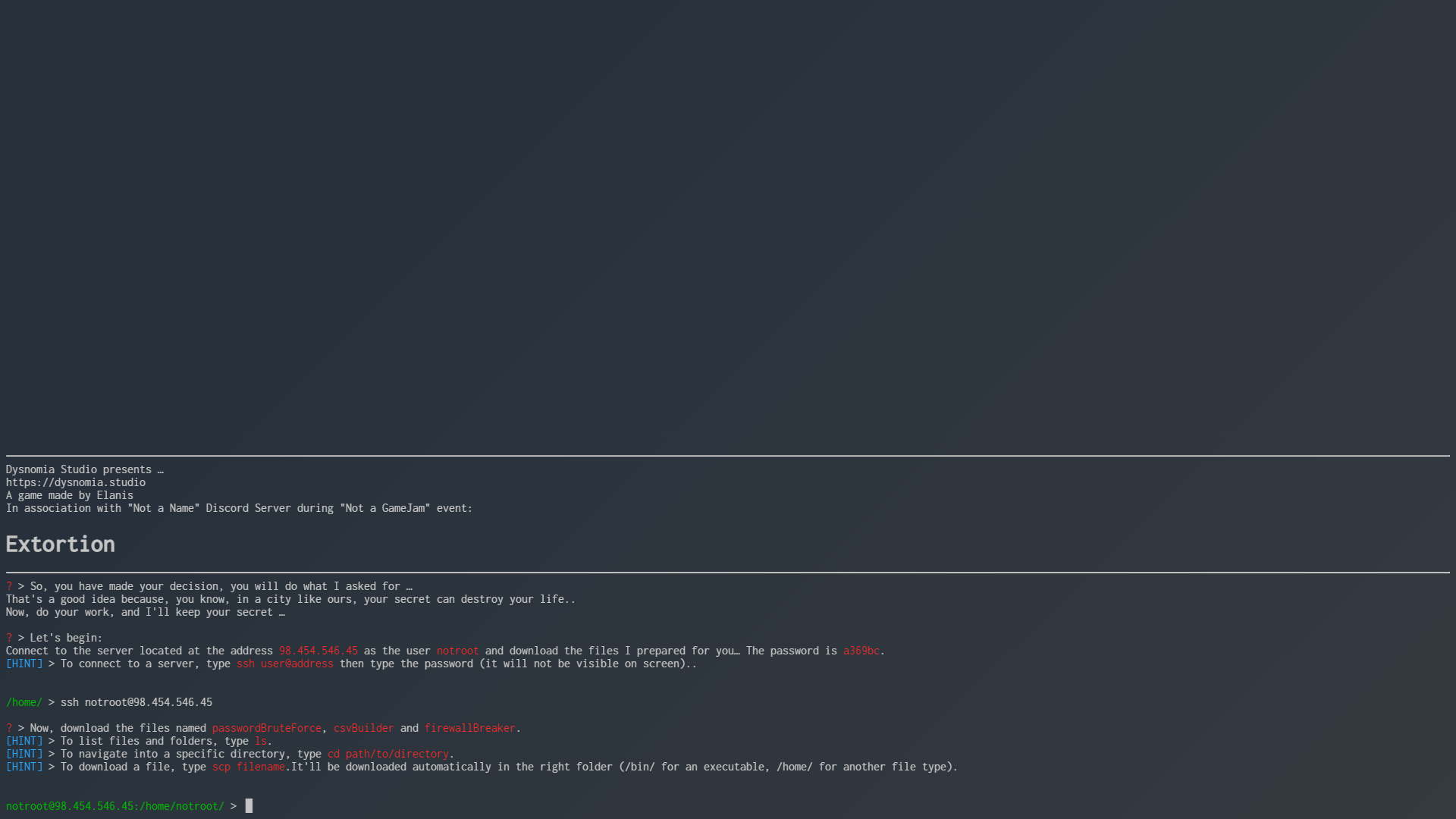Extortion screenshot
